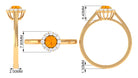 1 CT Fire Opal and Diamond Floating Halo Engagement Ring AAA - Rosec Jewels