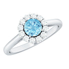 1 CT Aquamarine and Diamond Floating Halo Engagement Ring AAA - Rosec Jewels