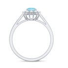 1 CT Aquamarine and Diamond Floating Halo Engagement Ring AAA - Rosec Jewels