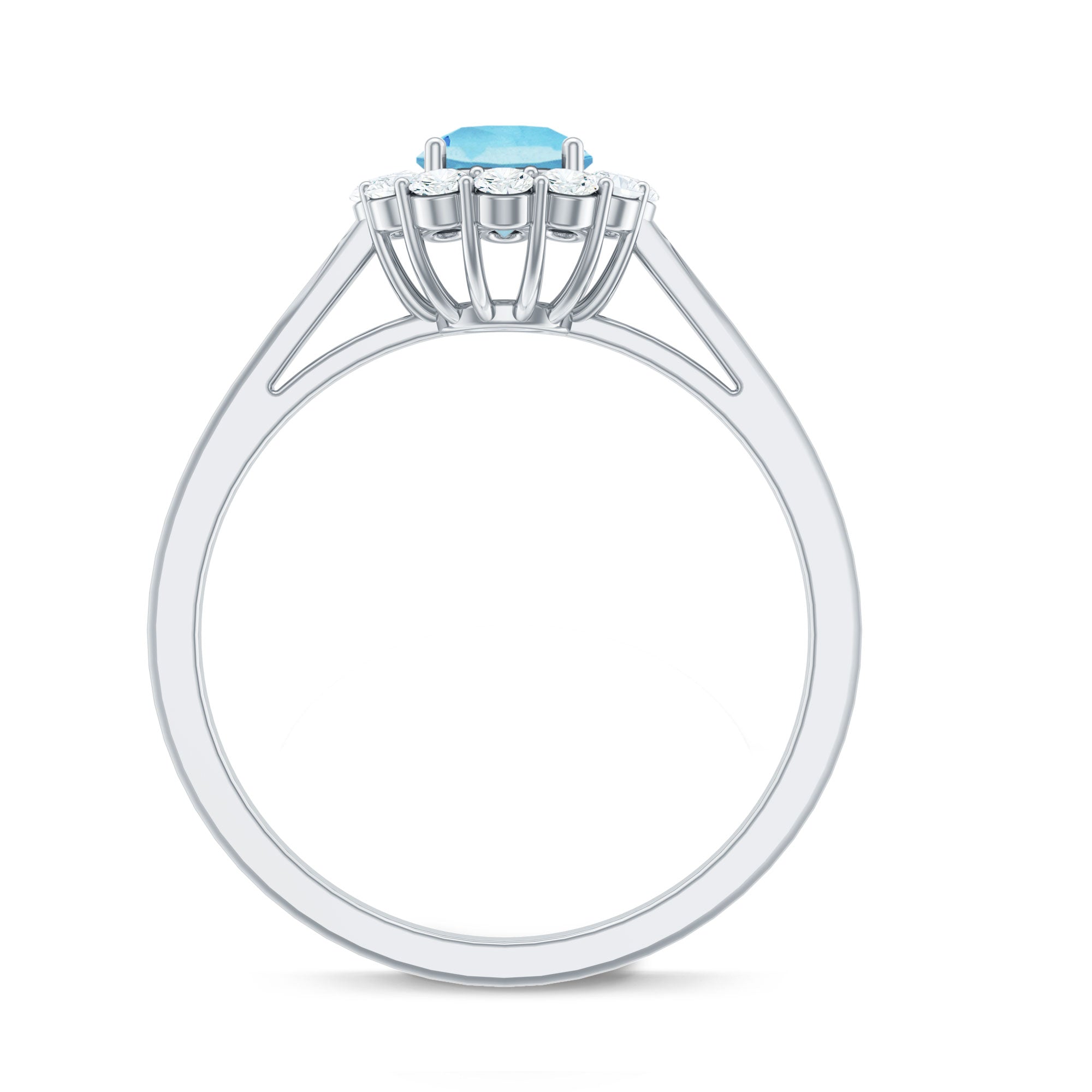 Rosec Jewels-1 CT Aquamarine and Diamond Floating Halo Engagement Ring