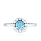 1 CT Aquamarine and Diamond Floating Halo Engagement Ring AAA - Rosec Jewels