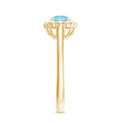 1 CT Aquamarine and Diamond Floating Halo Engagement Ring AAA - Rosec Jewels