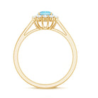 1 CT Aquamarine and Diamond Floating Halo Engagement Ring AAA - Rosec Jewels