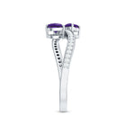 Rosec Jewels-Natural Heart Shape Amethyst Toi Et Moi Engagement Ring with Diamond