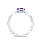 Rosec Jewels-Natural Heart Shape Amethyst Toi Et Moi Engagement Ring with Diamond