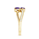 Rosec Jewels-Natural Heart Shape Amethyst Toi Et Moi Engagement Ring with Diamond