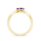 Rosec Jewels-Natural Heart Shape Amethyst Toi Et Moi Engagement Ring with Diamond