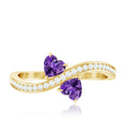 Rosec Jewels-Natural Heart Shape Amethyst Toi Et Moi Engagement Ring with Diamond
