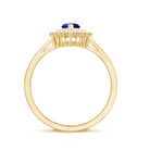 Certified Lab Grown Blue Sapphire Heart Engagement Ring with Diamond Double Halo AAAA - Rosec Jewels