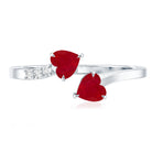 Rosec Jewels-Real Heart Shape Ruby Toi Et Moi Promise Ring with Diamond