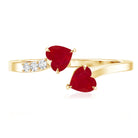 Rosec Jewels-Real Heart Shape Ruby Toi Et Moi Promise Ring with Diamond