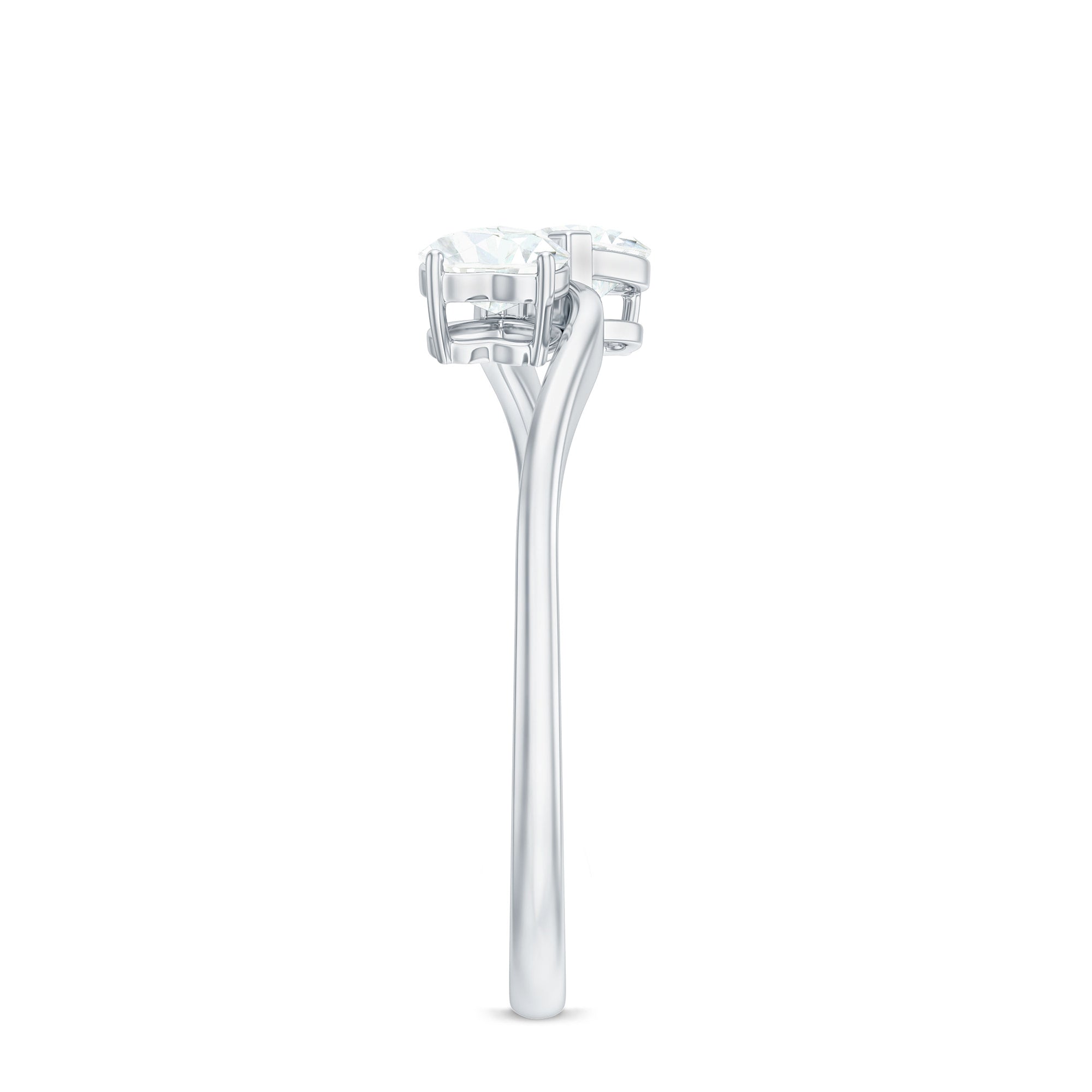 1 CT Heart Shape Moissanite Toi Et Moi Promise Ring D-VS1 - Rosec Jewels