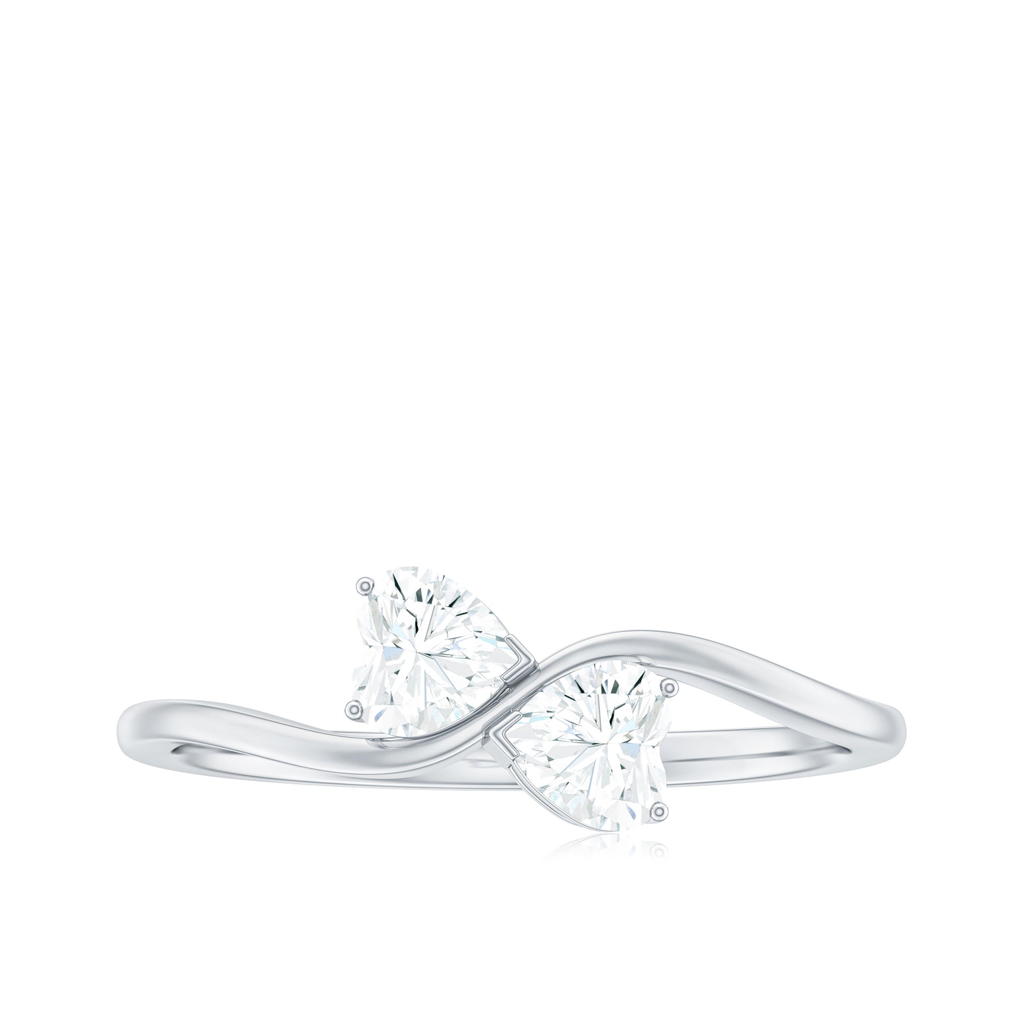 1 CT Heart Shape Moissanite Toi Et Moi Promise Ring D-VS1 - Rosec Jewels