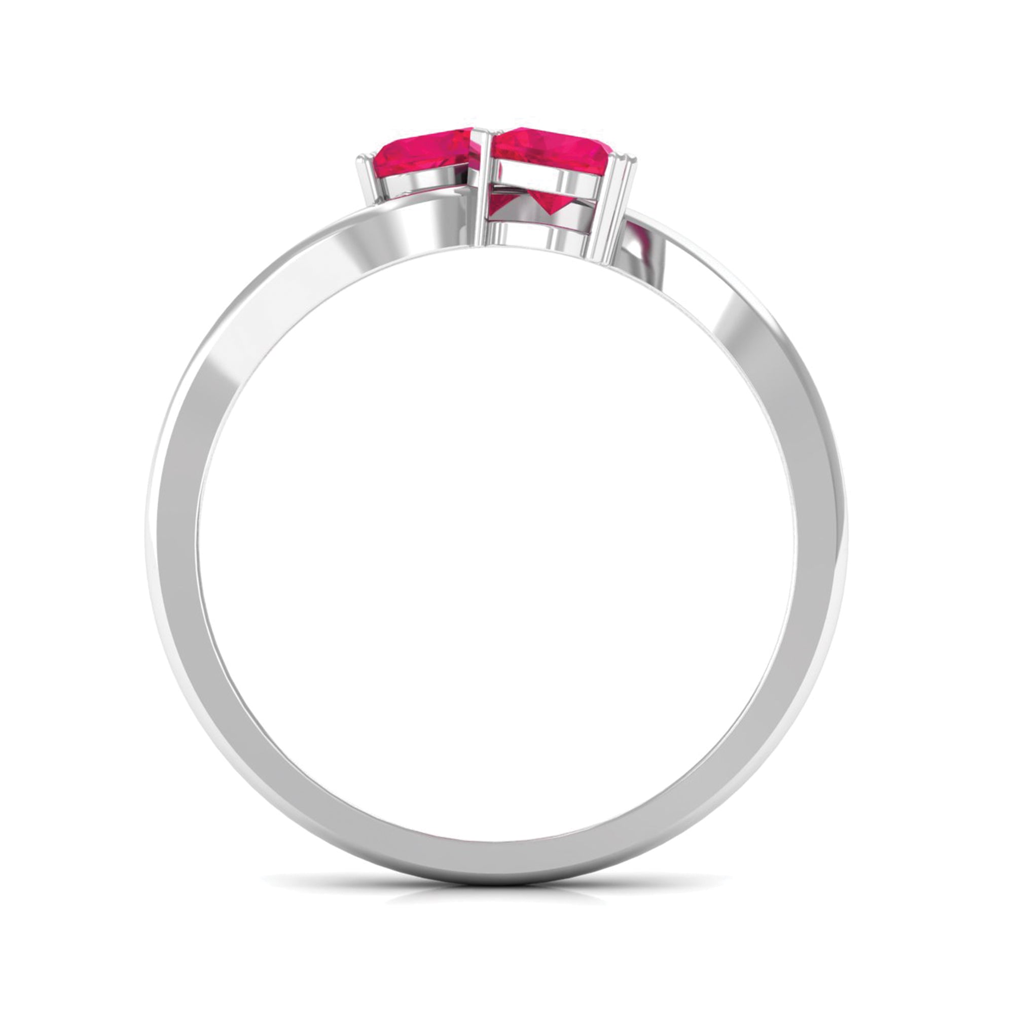 Natural Ruby Toi Et Moi Heart Promise Ring for Women AAA - Rosec Jewels