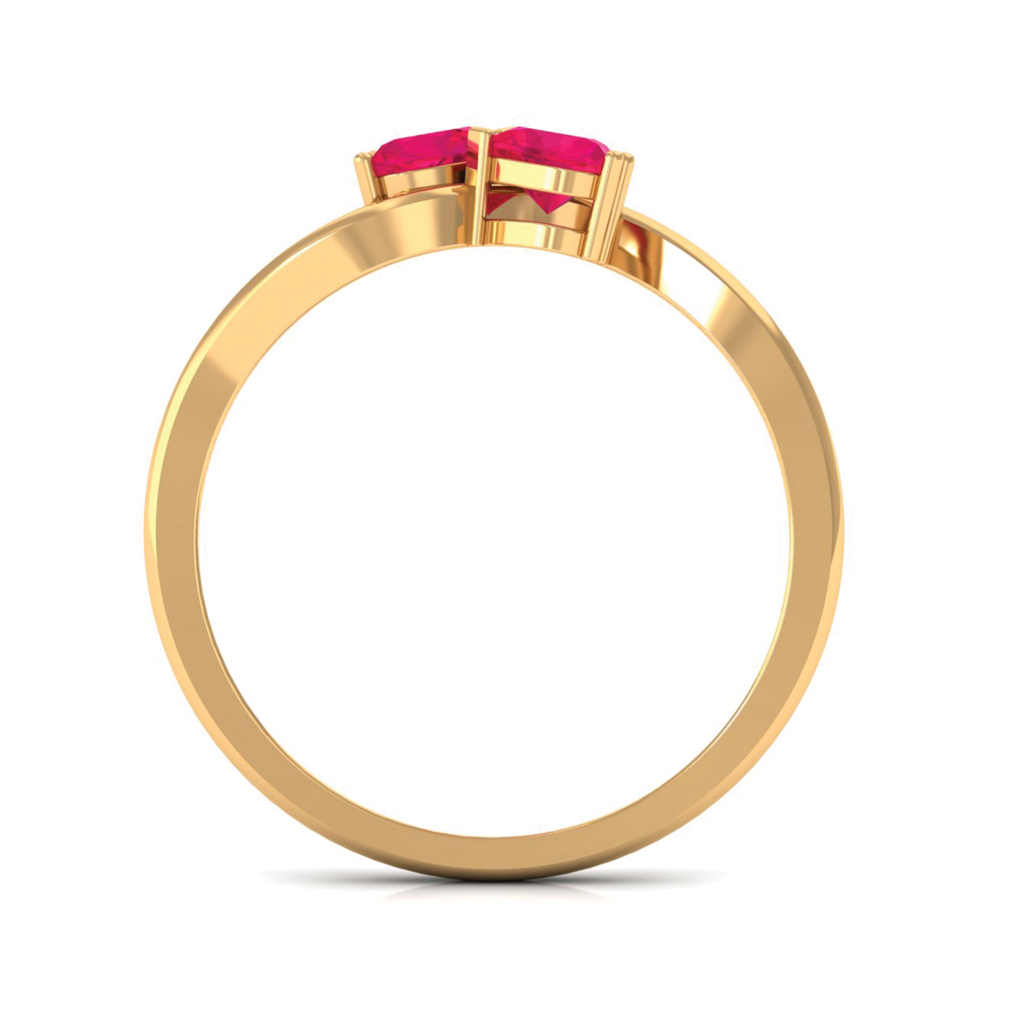 Natural Ruby Toi Et Moi Heart Promise Ring for Women AAA - Rosec Jewels