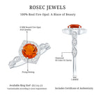 Vintage Fire Opal Engagement Ring with Diamond Halo AAA - Rosec Jewels