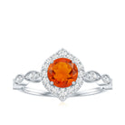 Vintage Fire Opal Engagement Ring with Diamond Halo AAA - Rosec Jewels