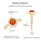 Vintage Fire Opal Engagement Ring with Diamond Halo AAA - Rosec Jewels