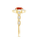 Vintage Fire Opal Engagement Ring with Diamond Halo AAA - Rosec Jewels