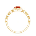 Vintage Fire Opal Engagement Ring with Diamond Halo AAA - Rosec Jewels