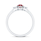 Rosec Jewels-Natural 0.6 Carat Heart Shape Ruby Diamond 3 Stone Promise Ring