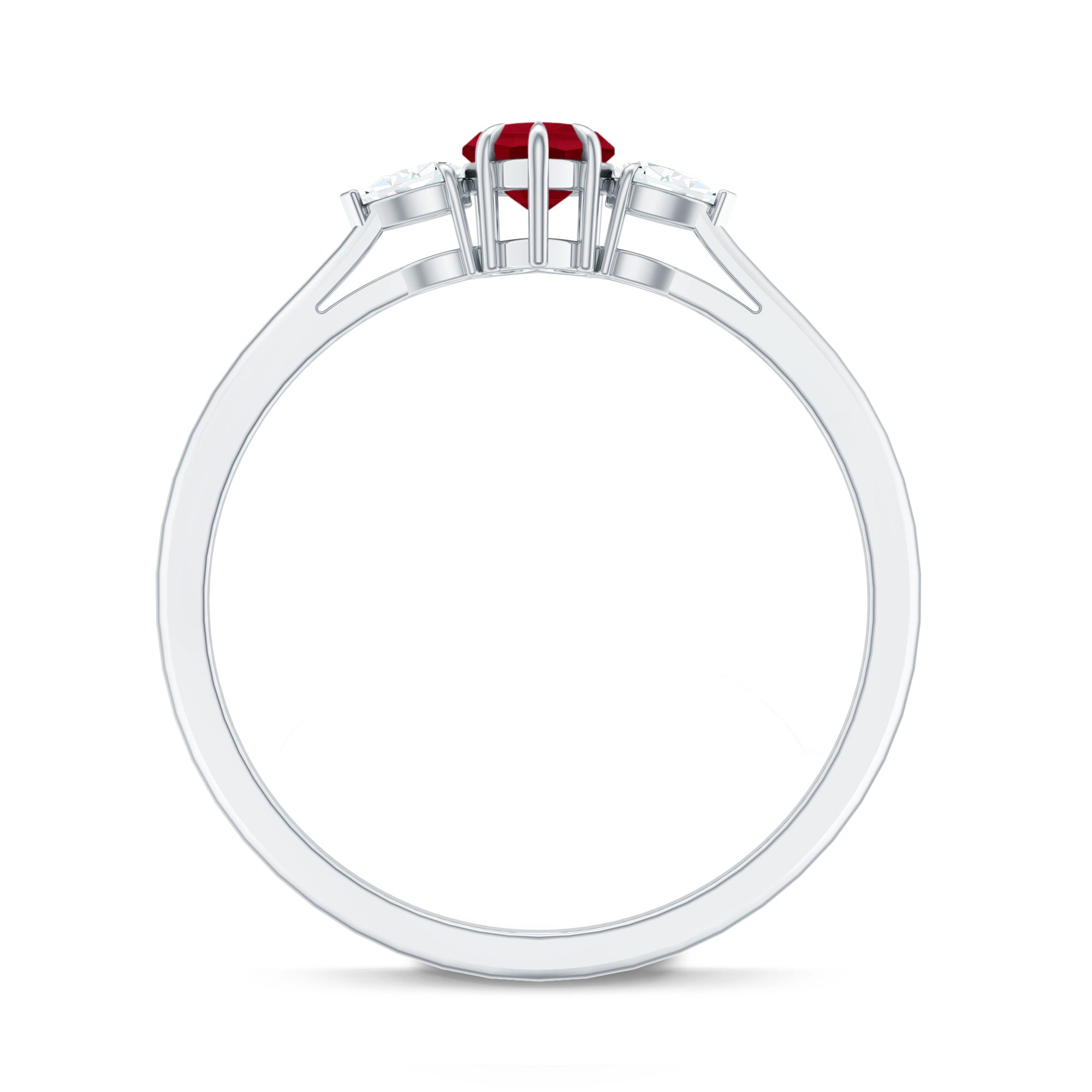 Rosec Jewels-Natural 0.6 Carat Heart Shape Ruby Diamond 3 Stone Promise Ring