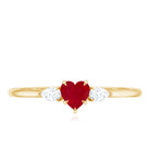 Rosec Jewels-Natural 0.6 Carat Heart Shape Ruby Diamond 3 Stone Promise Ring