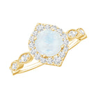 Vintage Style Moonstone Engagement Ring with Diamond Accent AAA - Rosec Jewels