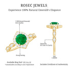 Natural Emerald Vintage Looking Engagement Ring with Diamond Halo AAA - Rosec Jewels