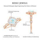 Vintage Looking Ethiopian Opal Engagement Ring with Real Diamond Halo AAA - Rosec Jewels