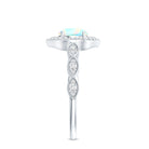 Vintage Looking Ethiopian Opal Engagement Ring with Real Diamond Halo AAA - Rosec Jewels