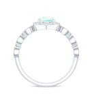 Vintage Looking Ethiopian Opal Engagement Ring with Real Diamond Halo AAA - Rosec Jewels