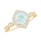Vintage Looking Ethiopian Opal Engagement Ring with Real Diamond Halo AAA - Rosec Jewels
