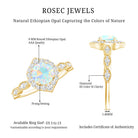 Vintage Looking Ethiopian Opal Engagement Ring with Real Diamond Halo AAA - Rosec Jewels