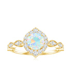 Vintage Looking Ethiopian Opal Engagement Ring with Real Diamond Halo AAA - Rosec Jewels