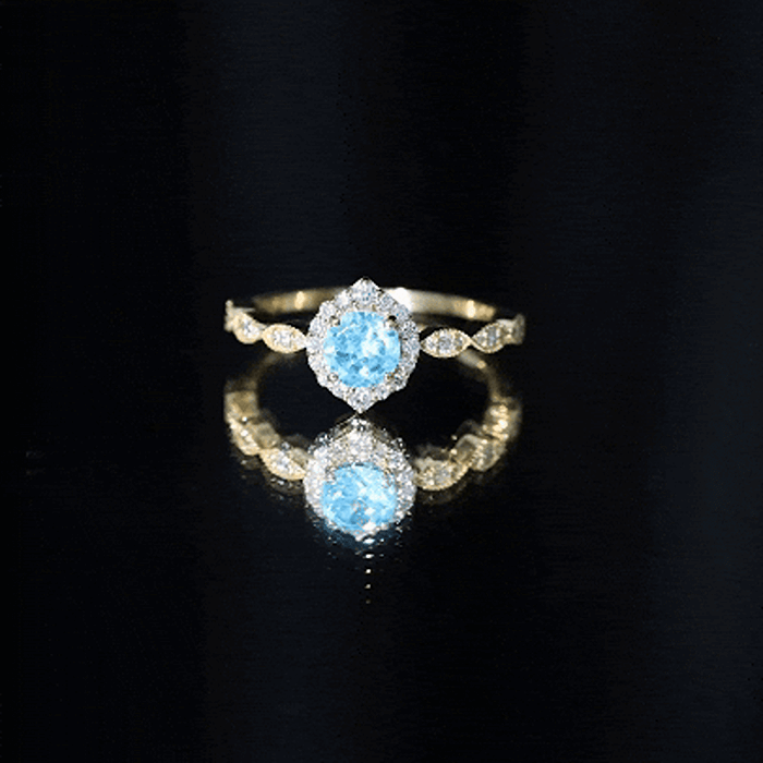 0.8 Carat Aquamarine and Diamond Designer Engagement Ring AAA - Rosec Jewels