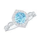 0.8 Carat Aquamarine and Diamond Designer Engagement Ring AAA - Rosec Jewels