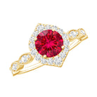Rosec Jewels-Vintage Style 1.3 Carat Lab Grown Ruby Engagement Ring with Diamond