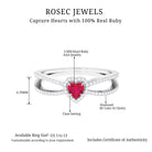 Heart Ruby Split Shank Engagement Ring with Diamond Accent Ruby - ( AAA ) - Quality - Rosec Jewels
