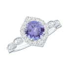 Real 0.54 Carat Tanzanite Vintage Engagement Ring with Diamond AAA - Rosec Jewels