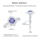 Real 0.54 Carat Tanzanite Vintage Engagement Ring with Diamond AAA - Rosec Jewels