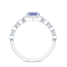 Real 0.54 Carat Tanzanite Vintage Engagement Ring with Diamond AAA - Rosec Jewels