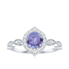 Real 0.54 Carat Tanzanite Vintage Engagement Ring with Diamond AAA - Rosec Jewels