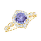 Real 0.54 Carat Tanzanite Vintage Engagement Ring with Diamond AAA - Rosec Jewels