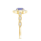 Real 0.54 Carat Tanzanite Vintage Engagement Ring with Diamond AAA - Rosec Jewels
