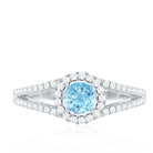 0.8 Carat Aquamarine and Diamond Split Shank Engagement Ring for Women AAA - Rosec Jewels