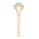 0.8 Carat Aquamarine and Diamond Split Shank Engagement Ring for Women AAA - Rosec Jewels