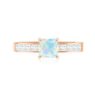 Certified Real Ethiopian Opal Princess Cut Engagement Ring with Diamond AAA - Rosec Jewels