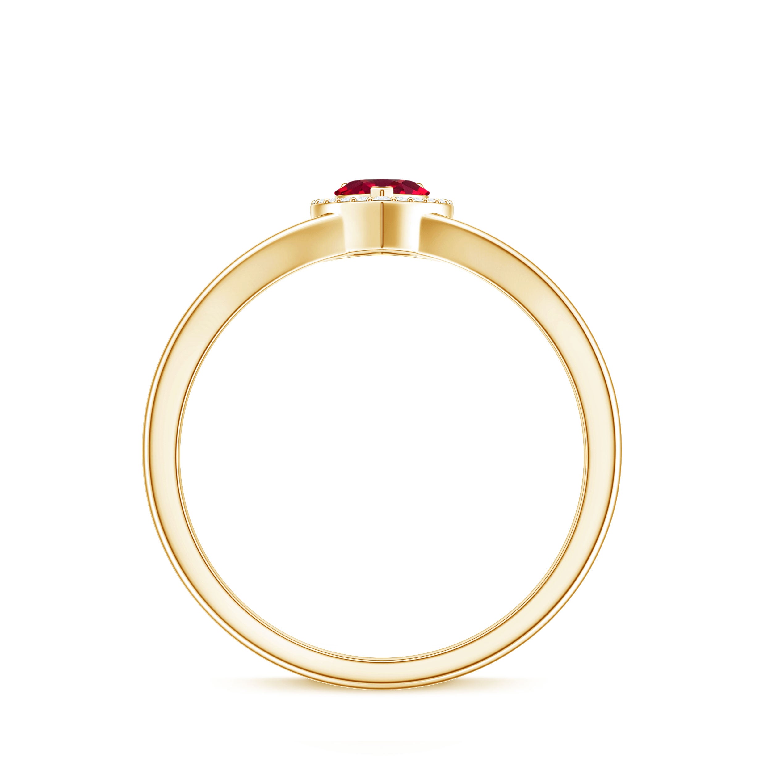 Lab Grown Ruby Heart Promise Ring with Diamond Halo AAAA - Rosec Jewels