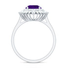 Rosec Jewels-Natural 1.2 Carat Amethyst Statement Engagement Ring with Moissanite Double Halo
